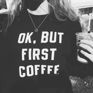 BRANDY MELVILLE Ok, But First Coffee Black Sweater